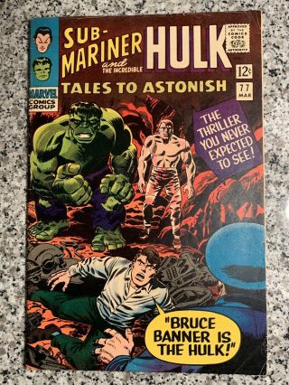 Tales To Astonish 77 6.  0 Fn Hulk Sub - Mariner Stan Lee Jack Kirby Silver Age