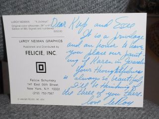 Artist LEROY NEIMAN Signed Handwritten Gallery Postcard to IRV KUPCINET 1974 2