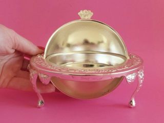English Butter Dish With Revolving Lid,  Silver Plated,  Mayell England,  1910s