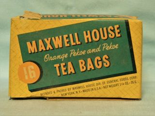 Vintage Maxwell House Tea Bags 16 Orange Pekoe And Pekoe