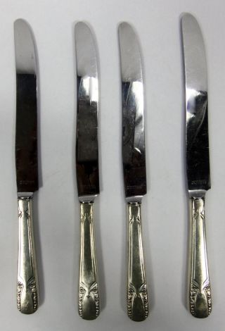 4 Antique 1938 Wm Rogers & Son Talisman Silver Plate Grille Luncheons Knives 8.  5