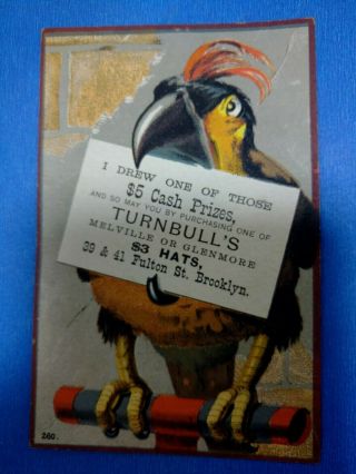 Antique Advertising / Trade Card Turnbulls Hats - Brooklyn Ny 1880s