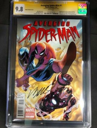 Avenging Spider - Man 1 Variant Cgc Ss 9.  8 Signed By Humberto Ramos