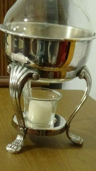 Vintage 5 Pc F.  B.  Rogers Silver Plate & Glass Coffee Carafe Pot & Warmer Stand 3