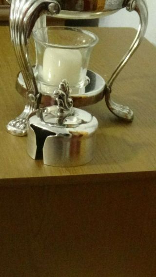 Vintage 5 Pc F.  B.  Rogers Silver Plate & Glass Coffee Carafe Pot & Warmer Stand 4