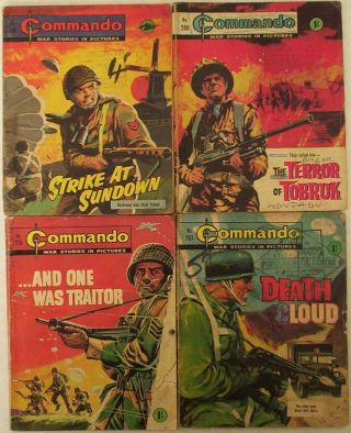 1967.  Four X " Commando " War Pic.  Comics.  