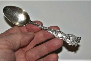 Antique Sterling Silver Spoon With Native American Graphics,  Highmore,  Sd -