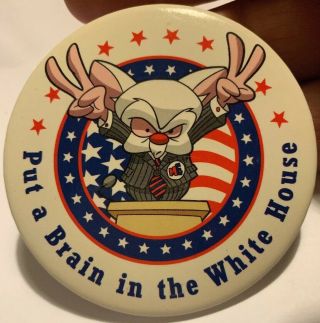 Pinky And The Brain Cartoon Presidential Election Candidate Button 90s Warner Br