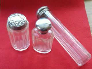 Fully Hallmarked Sterling Silver Top Dressing Table Glass Storage/perfume Jars