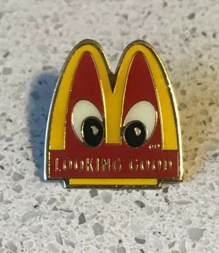 Vintage Mcdonalds Crew Pin Looking Good Golden Arch With Eyes