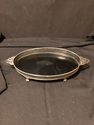 Vintage 16 1/2 Inch Footed Silver Plated Tray