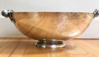 Vintage Webster Wilcox Large Oval Footed Trophy Bowl With Cherry Embellishment
