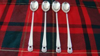 1847 Rogers Bros.  Is " Eternally Yours " Set Of 4 Iced Teaspoons Silver Plate