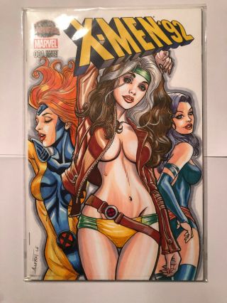 Marvel X - Men 92 1/1 Sketch Cover By Alfret Le W/ Rogue Jean Grey Psylocke