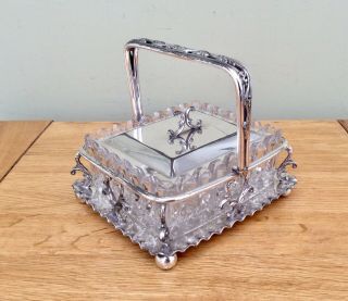 19th C.  James Dixon & Sons Silver Plated & Cut Glass Butter/caviar Dish C1895