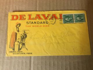 Vintage 1914 De Laval Stamped Envelope,  John Deere
