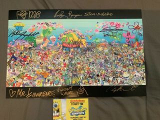 Spongebob Cast Signed Poster 2019 Sdcc Exclusive Nickelodeon Comic Con 20th