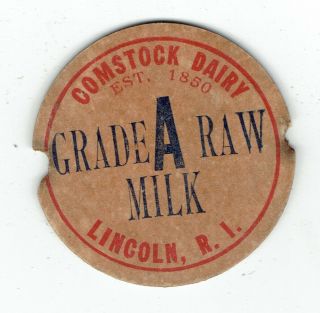 Rhode Island Ri Comstock Dairy Milk Bottle Cap Lincoln Rhode Island Ri Raw Milk