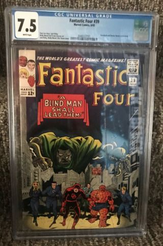 Fantastic Four 39 Cgc 7.  5 Doctor Doom Daredevil Marvel Comics 1965 Lee Kirby