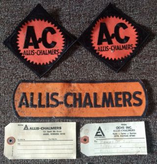 Five Vintage Allis - Chalmers Cloth Patches & Tags.  Kansas & Nebraska