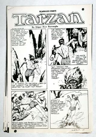 P327.  Vintage Sparkler Comics Tarzan 90 Burne Hogarth Photostat Proof (1940s)