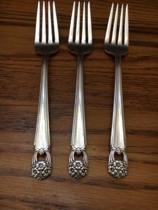 (3) 1847 Roger Bros Silverware Eternally Yours Meat Fork - Stamped 