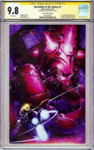 Guardians Of The Galaxy 1 Virgin Variant Cgc 9.  8 Ss Signed Clayton Crain