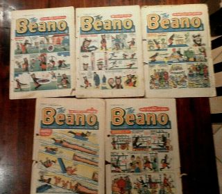 5 Early Beano Comics Issues No 954 - 955,  959 - 961 Nov 5th - Dec 17th 1960