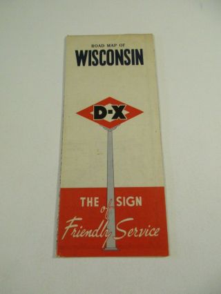 Vintage D - X Dx State Highway Gas Station Road Map Of Wisconsin Box D2