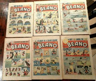 6 Early Beano Comics Issues No 931 - 934,  936,  937 May 21st - July 2nd 1960