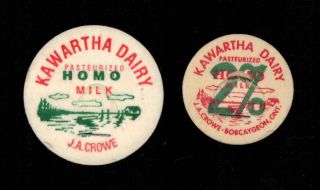Canada Milk Bottle Caps - Kawartha Dairy (bobcaygeon,  Ontario) - 2 Different Caps