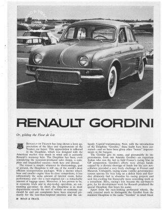 1961 Renault Gordini Vintage 3 - Page Road Test / Article / Ad