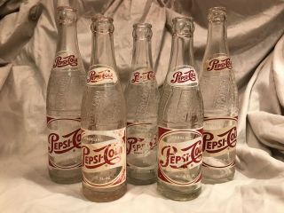 Vintage Pepsi Cola Glass Bottles 8oz & 12oz