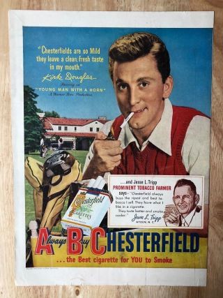 Print Ad 1950 Chesterfield Cigarettes Kirk Douglas Abc
