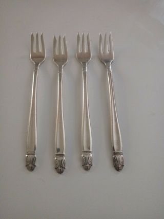 1938 Danish Princess Silverplated Cocktail Seafood Forks Set 4