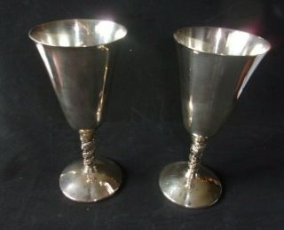 Vintage Silver Plate Set Of 2 Water Goblets,  Made In Spain