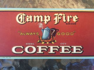 Vintage Camp Fire Coffee Can Label St Louis Missouri 1920s Always Good Nos