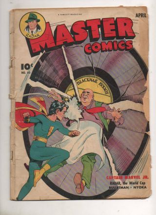 Master Comics 60 1945 Captain Marvel Jr,  Bulletman & Nyoka Gd - 1.  8 Fawcett Ww 2