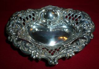 Antique Solid Silver Repousse Bonbon Dish,  Henry Matthews,  Birmingham 1905