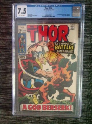 The Mighty Thor 166 Cgc 7.  5 Second Appearance Of Warlock Movie Hot Book