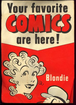 Popeye,  Blondie VERY RARE Comic Pack Store Display Poster 1960’s King Comics 2