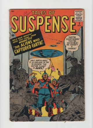 Tales Of Suspense 3 Vintage Marvel Atlas Comic Pre - Hero Horror Ufo Alien Cover