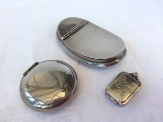 Three Vintage Silver Plated Snuff Boxes
