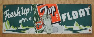 Vintage 1950 " S Fresh Up With 7 Up Litho Fountain Paper Banner Nos 5.  25/16.  25 "