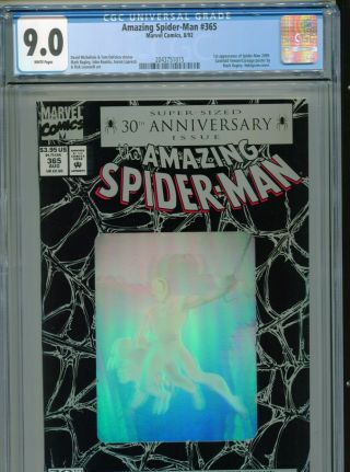 1992 Marvel Spider - Man 365 1st Appearance Spider - Man 2099 Cgc 9.  0 Box18