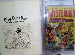 Way Out West with Lone Ranger COVER ART 1955 Kid ' s Book C.  Pencil & Ink 2