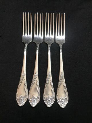 Set Of 4 Vintage Russian Ussr Melchior Silver Plate Large Forks - 8 "