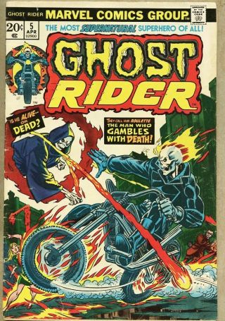 Ghost Rider 5 - 1974 Vg 4.  0 Marvel Roulette Mephisto / John Romita Jim Mooney