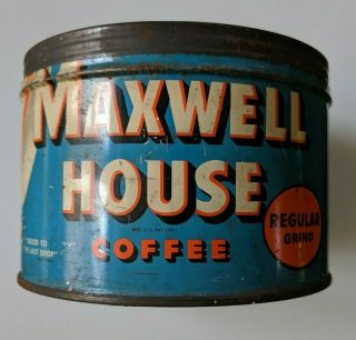 Vintage Maxwell House Coffee Can 1 Lb Regular Grind Empty No Lid
