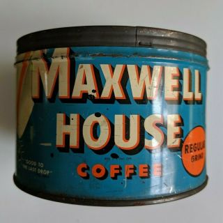 Vintage Maxwell House Coffee Can 1 LB Regular Grind Empty NO LID 2